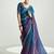 Organza tissue morpeach and purple sequins embroidery handwork engagement wear saree