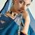 Organza tissue morpeach and purple sequins embroidery handwork engagement wear saree