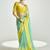 Organza tissue yellow and sea green sequins embroidery handwork engagement wear saree