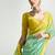 Organza tissue yellow and sea green sequins embroidery handwork engagement wear saree