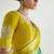 Organza tissue yellow and sea green sequins embroidery handwork engagement wear saree