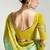 Organza tissue yellow and sea green sequins embroidery handwork engagement wear saree