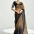 Brown and black organza tissue sequins embroidery handwork wedding wear saree