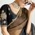 Brown and black organza tissue sequins embroidery handwork wedding wear saree