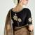 Brown and black organza tissue sequins embroidery handwork wedding wear saree