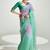 Turquoise and pink organza tissue sequins embroidery handwork wedding wear saree