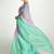 Turquoise and pink organza tissue sequins embroidery handwork wedding wear saree