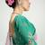 Turquoise and pink organza tissue sequins embroidery handwork wedding wear saree