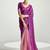 Magenta and peach organza tissue sequins embroidery handwork wedding wear saree