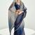 Navy blue and beige organza tissue sequins embroidery handwork wedding wear saree