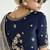 Navy blue and beige organza tissue sequins embroidery handwork wedding wear saree