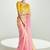 Organza tissue pink and yellow sequins embroidery handwork engagement wear saree
