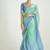 Organza tissue sea green and light blue sequins embroidery handwork engagement wear saree