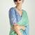 Organza tissue sea green and light blue sequins embroidery handwork engagement wear saree