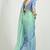Organza tissue sea green and light blue sequins embroidery handwork engagement wear saree