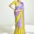 Lavender and yellow organza tissue sequins embroidery handwork wedding wear saree