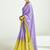 Lavender and yellow organza tissue sequins embroidery handwork wedding wear saree