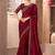 Chiffon silk party wear saree maroon color with embroidery work