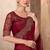Chiffon silk party wear saree maroon color with embroidery work