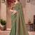 Olive green georgette border work mehendi wear saree with blouse