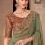 Olive green georgette border work mehendi wear saree with blouse