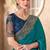 Chiffon silk party wear saree teal color with embroidery work