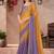 Chiffon silk party wear saree mustard & lavender purple with embroidery work