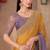Chiffon silk party wear saree mustard & lavender purple with embroidery work