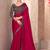 Chiffon silk party wear saree raspberry color with embroidery work