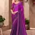 Chiffon silk magenta purple color saree with embroidery work