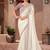 White georgette embroidered border work party wear saree with blouse