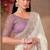 White georgette embroidered border work party wear saree with blouse