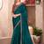Chiffon silk party wear saree teal green color with embroidery work