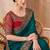 Chiffon silk party wear saree teal green color with embroidery work
