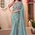 Chiffon simmer silk party wear saree sky blue color with embroidery work