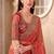 Tissue silk party wear saree rust color with embroidery work