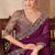 Satin chiffon party wear saree burgundy color with embroidery work