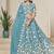 Aqua Blue Embroidered Crush Organza Lehenga Choli