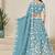 Aqua Blue Embroidered Crush Organza Lehenga Choli