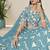 Aqua Blue Embroidered Crush Organza Lehenga Choli