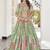 Glamorous Green Digital Printed with Dori and Zari embroidery work Chinnon Silk Fabric Indian Designer Wedding Lehenga