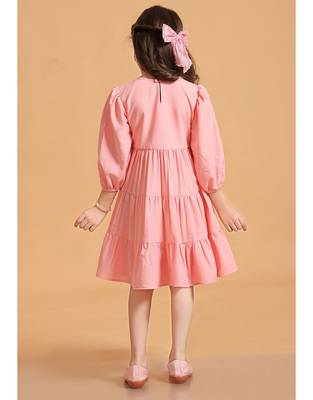 Solid Polyester Wedding Dress for Girls - A-Line, Round Neck, Half Sleeves 2