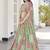 Glamorous Green Digital Printed with Dori and Zari embroidery work Chinnon Silk Fabric Indian Designer Wedding Lehenga