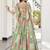 Glamorous Green Digital Printed with Dori and Zari embroidery work Chinnon Silk Fabric Indian Designer Wedding Lehenga