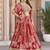 Lovable Red Digital Printed with Dori and Zari embroidery work Chinnon Silk Fabric Indian wedding lehenga dress