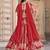 Lovable Red Digital Printed with Dori and Zari embroidery work Chinnon Silk Fabric Indian wedding lehenga dress