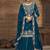 Vichitra silk embroidered teal readymade suit