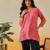 Hand embroidered carrot pink chanderi lucknowi chikankari indian women short kurti
