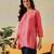 Hand embroidered carrot pink chanderi lucknowi chikankari indian women short kurti
