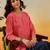 Hand embroidered carrot pink chanderi lucknowi chikankari indian women short kurti
